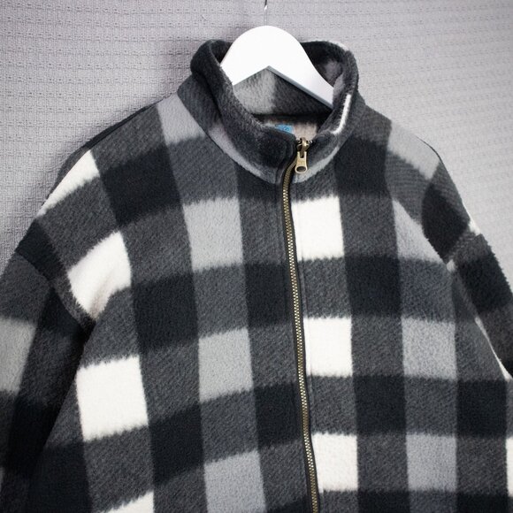 1980's Vintage Checkered Cotton Fleece Jacket - Picture 3 of 7